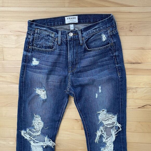 Frame Jeans Size 24 Denim Straight Leg Distressed Inseam 31 - Picture 3 of 9